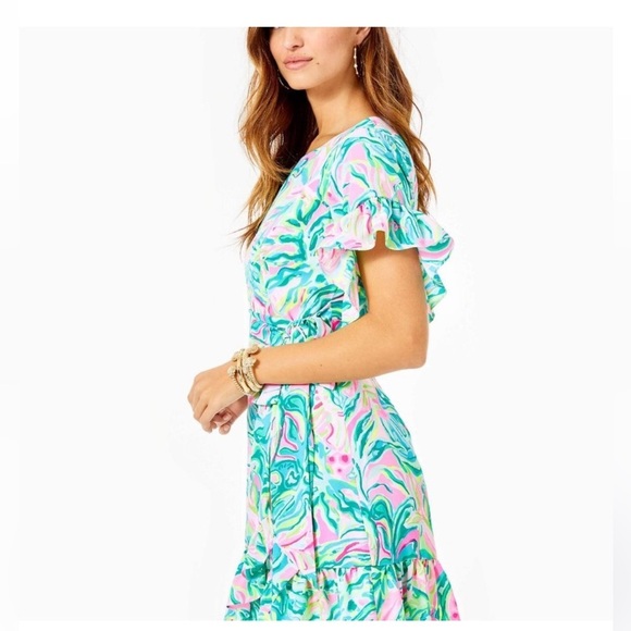 Lilly Pulitzer Darlah Stretch Wrap Dress NWOT size 12 colorful - Picture 3 of 11